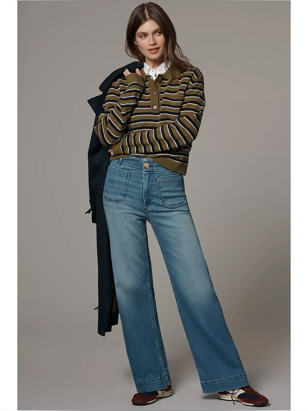 Anthropologie Maeve Colette High-Rise Wide-Leg Full-Length Jeans Size 28P